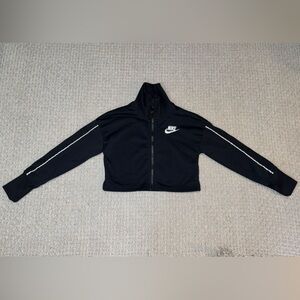 Nike girls black full zip track jacket black white small cropped